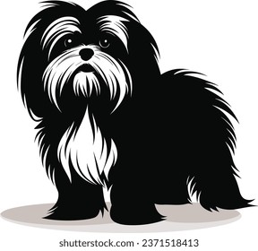 silhouette character shih tzu dog, cute logo,