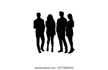 Silhouette Characters of People in Casual and Professional Poses.