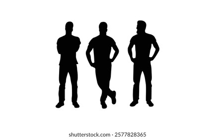 Silhouette Characters of People in Casual and Professional Poses.