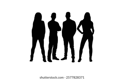 Silhouette Characters of People in Casual and Professional Poses.