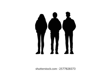 Silhouette Characters of People in Casual and Professional Poses.