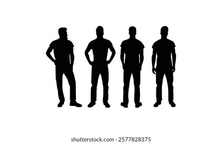 Silhouette Characters of People in Casual and Professional Poses.