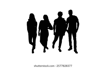 Silhouette Characters of People in Casual and Professional Poses.