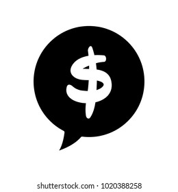 silhouette chat bubble with dollar symbol money inside