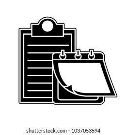 silhouette check list document with calendar time
