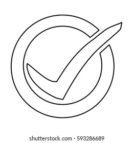 silhouette check mark ok flat icon vector illustration