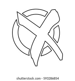 silhouette check mark x flat icon vector illustration