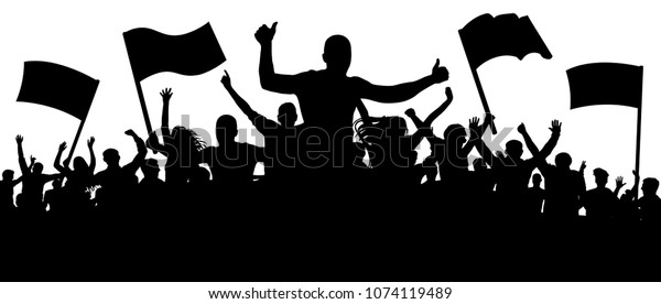 Silhouette Cheer Crowd People Audience Cheering Stock Vector (Royalty ...