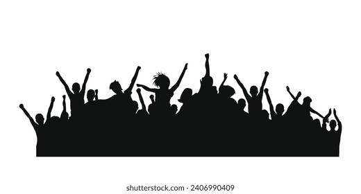 Silhouette of a cheerful crowd of people in party celebration. Vector image.
