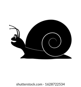 Silhouette of a cheerful snail with a smile. Isolated vector on a white background.