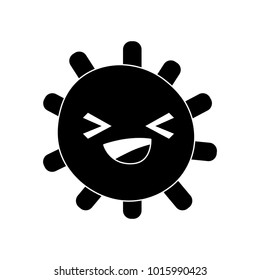 silhouette cheerful sun with lights ray kawaii