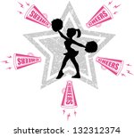 silhouette of cheerleader on white background