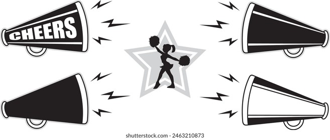 silhouette of cheerleader on white background 