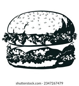 Silhouette Cheese Burger Front View Food