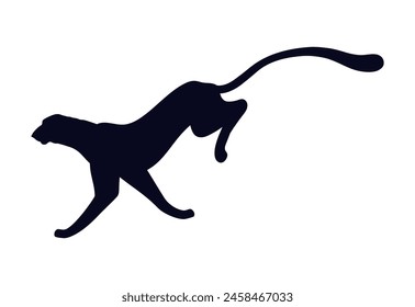 Silhouette of a cheetah mid-run. Vector illustration perfect for minimalist designs and wildlife themes.