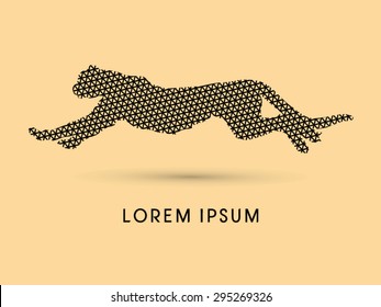 Silhouette Cheetah, Panther, design using line triangle, graphic vector.