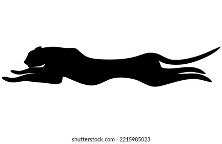 Silhouette of a cheetah with a running pose on a white background. Great for logos about speed. Vector illustration