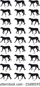 Silhouette Cheetah Walking Steps for Animation (Vector)