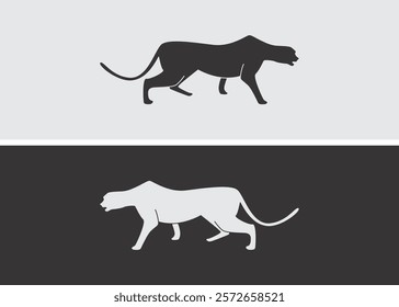 Silhouette of a cheetah. silhouette of a wild animal. silhouette of an animal