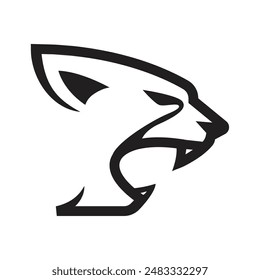 silhouette of a cheetah's head opening its mouth seen from the side logo vector