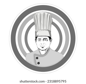 The silhouette of a chef in a circle