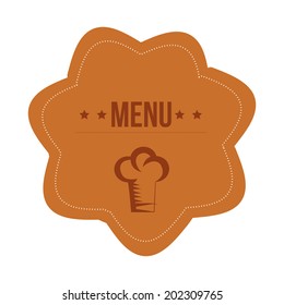 a silhouette of a chef hat, some text and stars within an icon