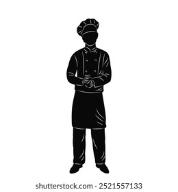 silhouette chef man standing, vector