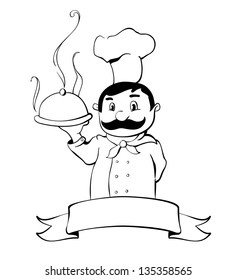 silhouette of a chef with a ribbon
