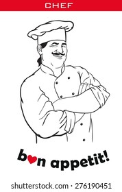 Silhouette of chef with text on white background