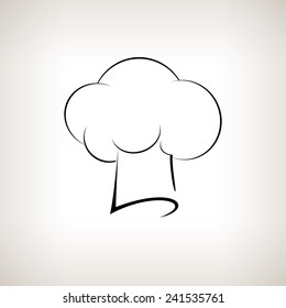 Silhouette chefs  hat , chefs toque hat on a light background,  black and white  vector illustration