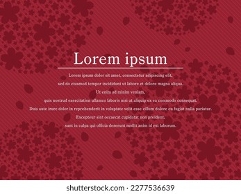 Silhouette of cherry blossoms and petals, diagonal stripe pattern background (red)