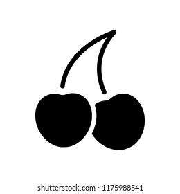 Silhouette of cherry, nature icon. Black on white background