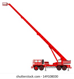 Silhouette Of Cherry Picker High Lift Platform On A White Background.