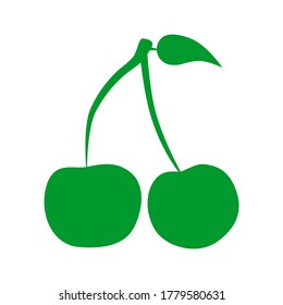 Silhouette Kirsche Vektorsymbol einzeln auf weißem Hintergrund. Symbol für Fruchtillustration im Flachstil