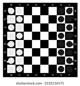 Silueta Tablero de ajedrez y piezas. Juego de Tablero. Una pieza de ajedrez, o ajedrecista, es cualquiera de los seis tipos diferentes de objetos móviles utilizados en un tablero de ajedrez para jugar al ajedrez