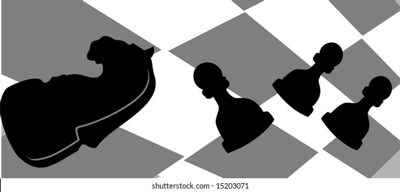 silhouette of chess pieces	