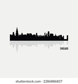 Silhouette of Chicago City skyline - Illinois - United States vector graphic element Illustration template design