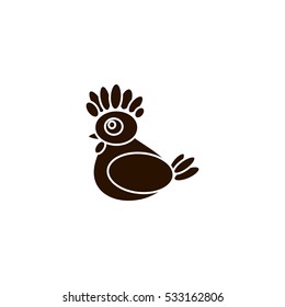 Silhouette chicken on white background. Vector illustration of logo, symbol 2017