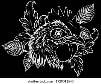 silhouette Chicken rooster head mascot vector illustration design