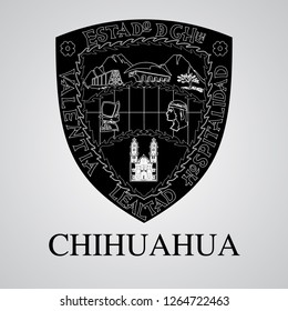 Silhouette of Chihuahua Coat of Arms. Mexican State. Vector illustration