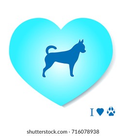 Silhouette chihuahua inside the heart. Health care, vet, nutrition, exhibition. Design for banner, poster or print.