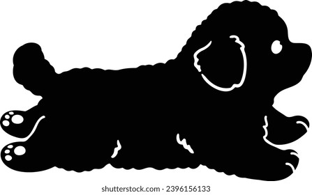 Silhouette of Chihuahua Poodle Mix Puppy running with details