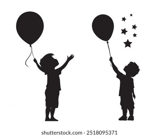 Silueta de niño con globos