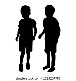 silhouette of a child , boys friends