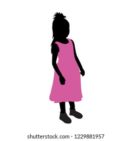 silhouette of a child in colored clothes, girl