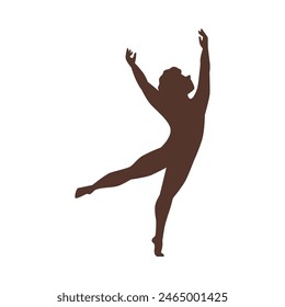 A silhouette of a child dancer performing a ballet move, captured in a vector illustration of dynamic grace.