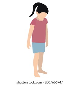 silhouette of a child in a flat style on a white background, isolated, vector