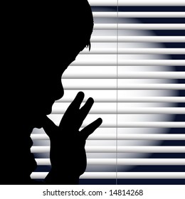 Silhouette of a child in front of a window