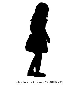 Silhouette Children Little Girl Standing Stock Vector (Royalty Free ...