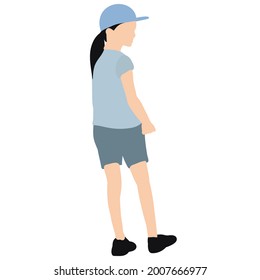 silhouette child girl in flat style on white background, isolated